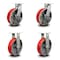 Service Caster 12 Inch Heavy Duty Red Poly on Cast Iron Caster Swivel Locks 2 Brakes, 4PK SCC-KP92S1230-PUR-RS-SLB-BSL-2-BSL-2 - alternate 1